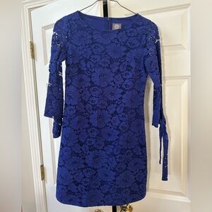 Elegant Blue Lace Wedding Guest Dress